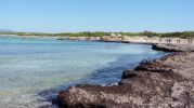 Aguas cristalinas y posidonia en orilla de Es Peregons Petits