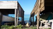 Tres barcas en Es Valencians, playa de Es Migjorn en Formentera